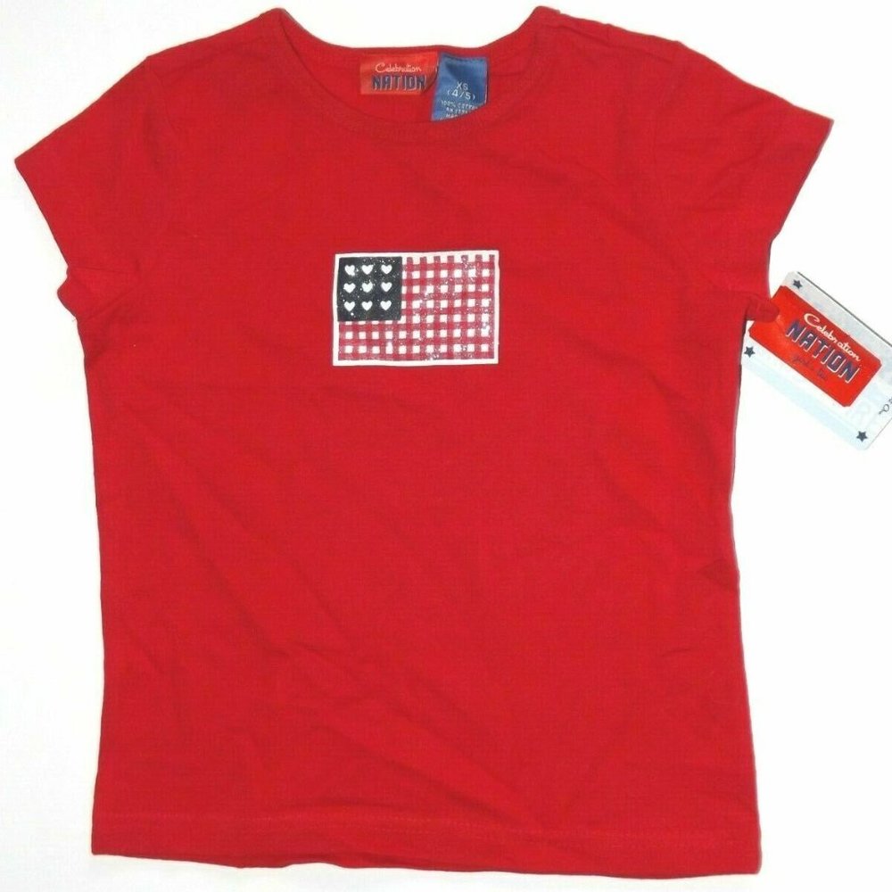 Girl's Celebration Nation American Flag Short Sleeve Tee - American Flag
